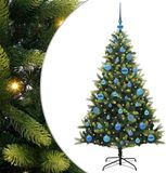 vidaXL Sapin de Noël artificiel avec charnière 150 LED vert 150 cm PVC et PE
