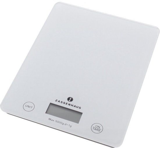 Digitale keukenweegschaal - Wit - 5 kg - Glas/Kunststof