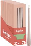 Bolsius - Glanzende dinerkaarsen - 32 stuks - Licht roze - 24,5 cm - 7 branduren