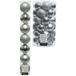 Decoris Kerstballen kunststof zilver - 6-8 cm - 51x stuks - mat en glans - mix formaten - met ophangdraadjes