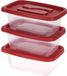 Excellent Houseware Voorraadbakjes/bewaarbakjes - rode deksel - 3x stuks - 1130 ml