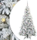 vidaXL - Kunstmatige - Hinged - Kerstboom - met - 300 - LED - Wit - 180 - cm - PE - en - PVC