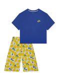 SCHIESSER Pyjama 3/4 Dames Slaapbroeken - Royaalblauw - Printopdruk - Maat L