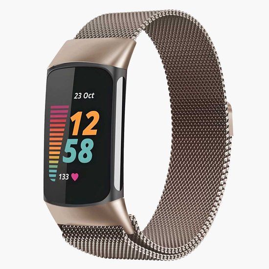imoshion Ploonk Milanees magnetisch bandje - Geschikt voor Fitbit Charge 5 - Champagne