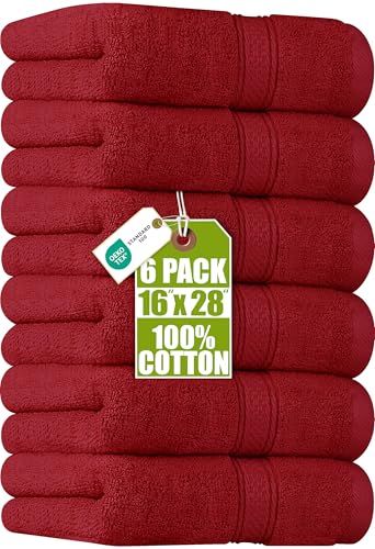 Utopia Towels Hoogwaardige rode handdoeken - 100% gekamd ringgesponnen katoen, ultra-zacht en zeer absorberend, 600 g/m² extra grote dikke handdoeken van 41 x 71 cm, hotel- en spa kwaliteit handdoeken (set van 6)