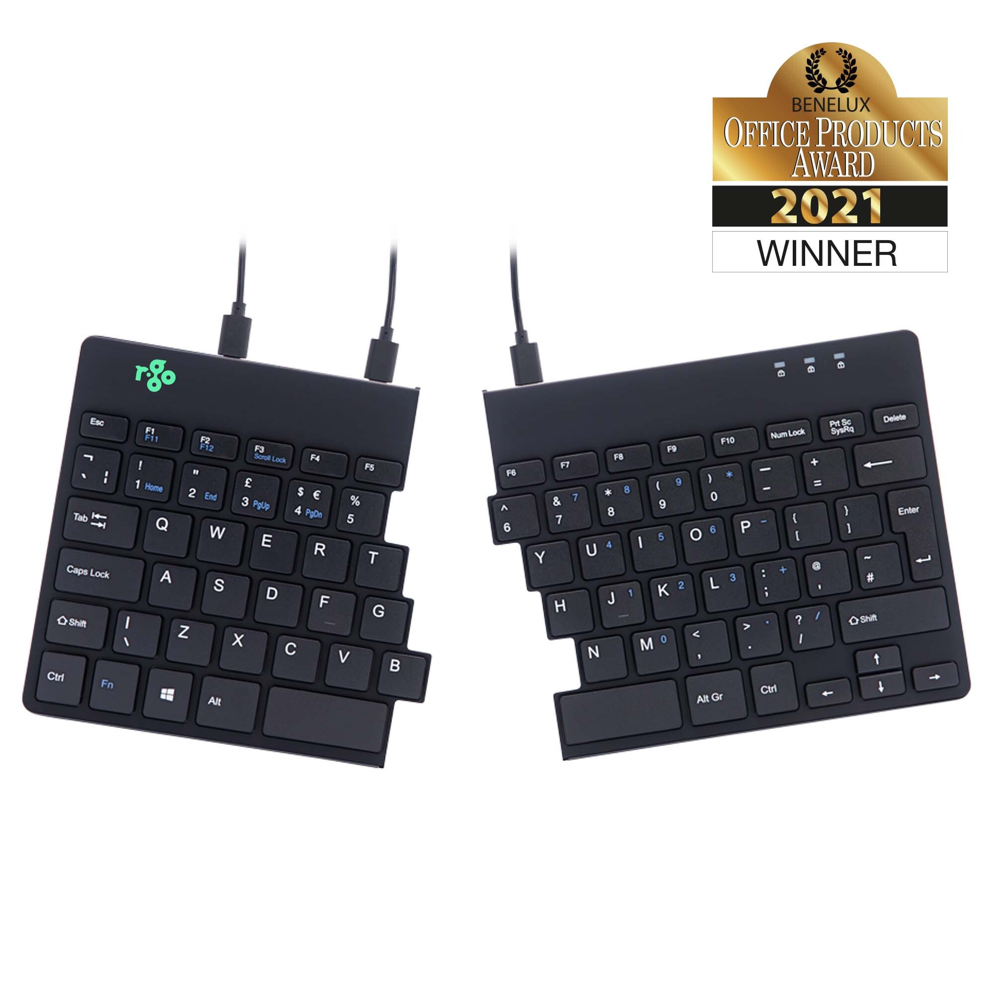 R-Go Tools R-Go Split Break Ergonomisch Toetsenbord, QWERTY (UK), zwart, bedraad