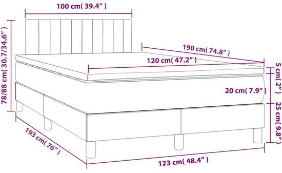 vidaXL Boxspring met matras fluweel donkergroen 120x190 cm