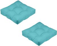 Stof Textile Vloerkussen XXL - 2x - aqua blauw - polyester - 60 x 60 x 12 cm - vierkant