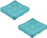 Stof Textile Vloerkussen XXL - 2x - aqua blauw - polyester - 60 x 60 x 12 cm - vierkant