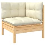 vidaXL 9-delige Loungeset met crèmekleurige kussens van massief grenenhout