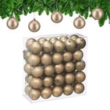 Relaxdays Kerstballen set van 50 - Ø 6 cm - Mat - Kunststof - Champagne