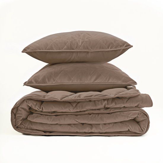 Sleeptime 2 in 1 Velvet Dekbed zonder Overtrek - 140 x 200 - Taupe/Bruin