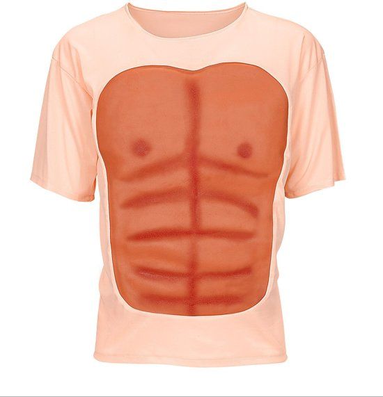 Widmann Chippendales Kostuum Sixpack Spieren Torso T-Shirt Man False Carnaval kostuum Verkleedkleding