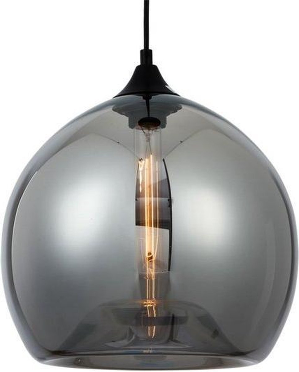 Groenovatie Smoke Glazen Design Hanglamp - ø30x27cm - Zwart