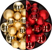 Decoris Kaemingk B.V. Kerstversiering kunststof kerstballen kleuren mix rood/goud 4-6-8 cm pakket van 68x stuks