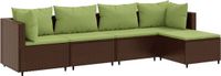 vidaXL 5-delige Loungeset met kussens poly rattan bruin