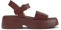 Camper Tasha Plateau Sandalen Dames Bourgondië Leer Gesp Blokhak 5-7cm