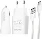 Avizar, Chargeur 3-en-1 : Adaptateur secteur, Adaptateur allume-cigare, et Câble de chargement Micro-USB, Blanc