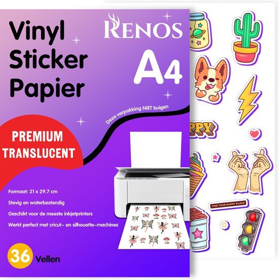 Renos 36 Translucent Vinyl Stickervellen A4