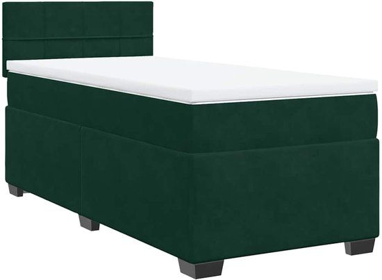 vidaXL Boxspring met matras fluweel donkergroen 80x200 cm