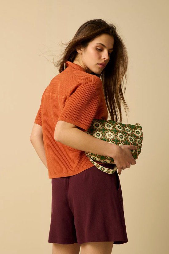 Sissy-Boy - Groene raffia tas met embroidery
