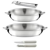 Cuisinox - Eclipse - Bak- en bestekset - 24/28 cm roestvrijstalen pannen, dunschiller en officemes - Afneembare roestvrijstalen handgreep - Geschikt voor alle warmtebronnen inclusief inductie
