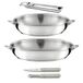 Cuisinox - Eclipse - Bak- en bestekset - 24/28 cm roestvrijstalen pannen, dunschiller en officemes - Afneembare roestvrijstalen handgreep - Geschikt voor alle warmtebronnen inclusief inductie