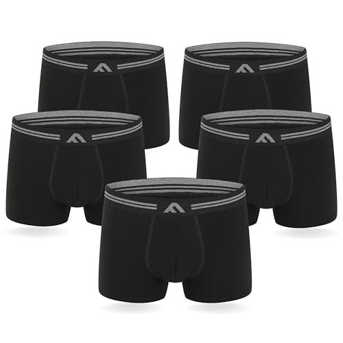 FM London Men's Boxer Shorts (5-Pack) - Black - Size M