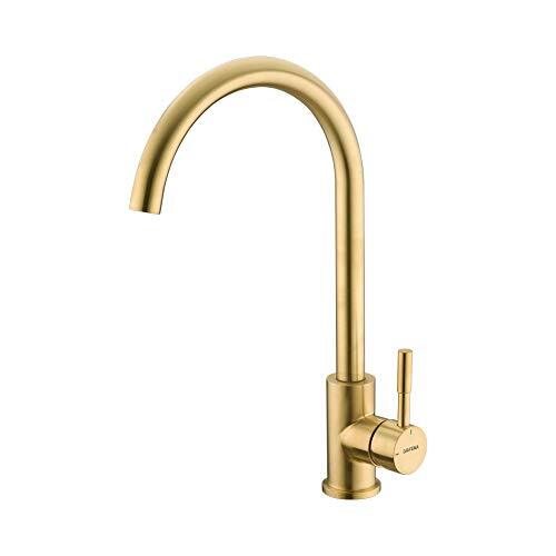 GRIFEMA G4008Y - Tap, 360 ° Rotating Kitchen MonoMando Sink Water Cold and Hot, Yellow (Gold) [Exclusive in Amazon]