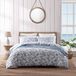 Tommy Bahama Queen dekbedovertrekset, omkeerbaar katoenen beddengoed set met bijpassende shams, Coastal Home Decor (pen en inkt blauw, Queen)