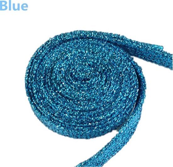 Jumada's Glitter Schoenveters - Plat - 110cm - Blauw