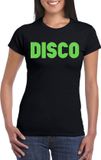 Bellatio Decorations Verkleed T-shirt dames - disco - zwart - groen glitter - jaren 70/80 - carnaval M