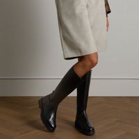 Manfield - Femme - Bottes hautes en cuir noir à semelle plate - Taille 41