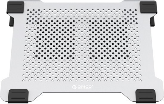 Orico - Multifunctionele aluminium laptopkoeler / laptophouder met ventilatoren - Warmtegeleiding, Kabelmanagement en Ergonomische houding - 21dB - voor Laptops tot 15 Inch - Mac Style - Zilver