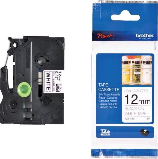 Brother TZE-N231 Label Tape - 12mm - Black on White
