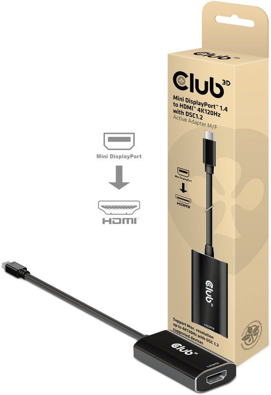 Club 3D Mini Displayport™ 1.4 naar HDMI™ 4K120Hz met DSC1.2 actieve adapter M/V