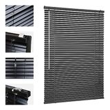 Sekey Klemmfix-jaloezie voor ramen, vrijhangend, 25 mm aluminium lamellen, met boren, inclusief montagemateriaal, aluminium jaloezie zonder boren, 50 x 130 cm, zwart