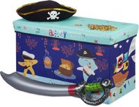 Relaxdays speelgoedkist - 50 liter - opbergmand - speelgoedmand kinderkamer - blauw