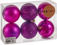 Krist+ Kerstballen - 6 stuks - Paars - Kunststof - 7 cm