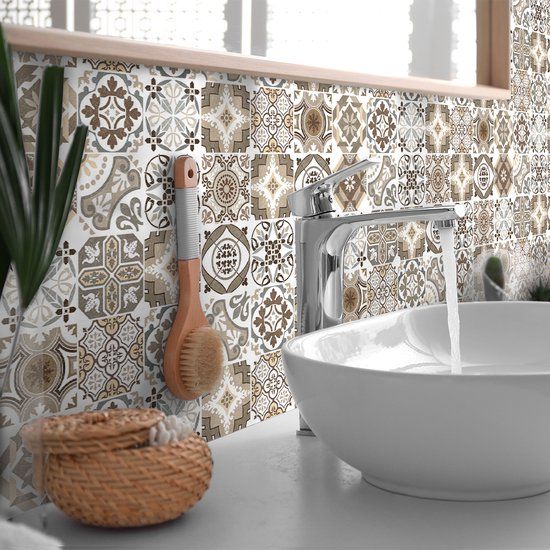 Ambiance Sticker Zelfklevende Tegelmuurstickers voor Keuken en Badkamer - 24 Authentieke Cementtegelstickers van SOLIENA - 24 Stickers van 15x15 cm