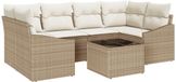 vidaXL Salon avec coussin 7 pièces Beige et Crème Poly Rotin