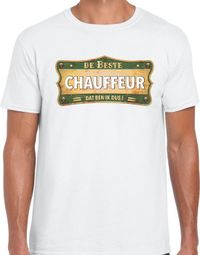 Bellatio Decorations Shoppartners Bv Vintage de beste Chauffeur cadeau / kado t-shirt wit - voor heren - chauffeurs - shirt / kleding - vaderdag / collega L