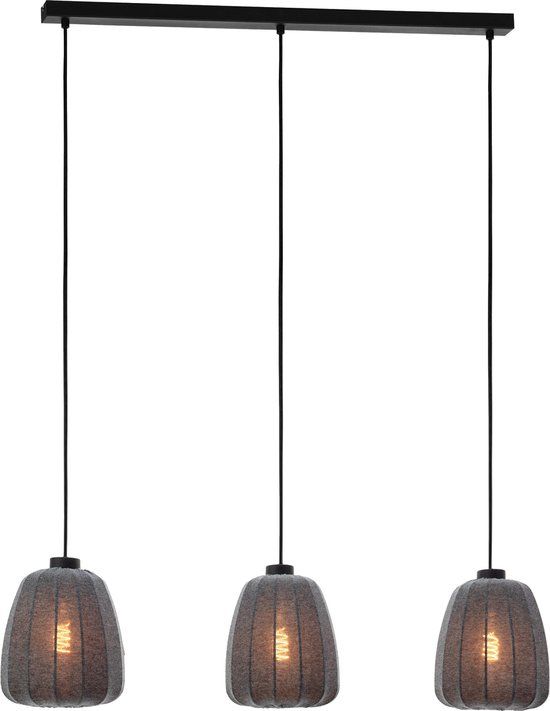 EGLO Barlaston Hanglamp - 3-lichts - Zwart/Grijs - E27 - 88 cm