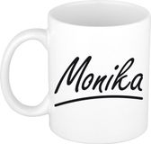 Bellatio Decorations Monika Naam koffiemok - beker - met sierlijke letters - wit