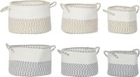 Merkloos DKD Home Decor Mandenset, katoen, lichtbruin, 2 stuks (30 x 30 x 20 cm)