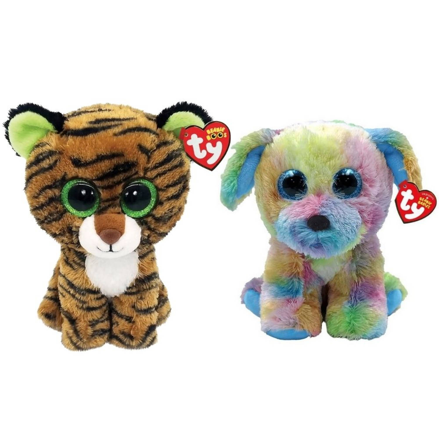 TY - Knuffel - Beanie Boo's - Tiggy Tiger & Max Dog