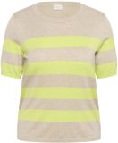 KAFFE Curve Lizzy Gestreepte korte mouwen trui voor dames - Katoen - M - Feather gray mel./lime stripe