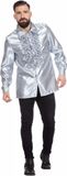 Wilbers Jaren 80 & 90 Kostuum | Zilveren Ruchesblouse Satijn Foute Disco | Maat 64 | Carnaval kostuum | Verkleedkleding
