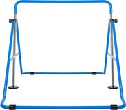 Barre de gymnastique pour enfants - Barre de gymnastique pliable et réglable en hauteur - 5 positions de hauteur - Hauteur 89,5–131 cm - Capacité de charge jusqu'à 150 kg - Âge 3–6 ans - Longueur 70–140 cm - Bleu