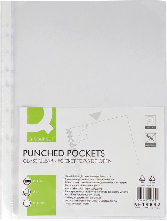 Q-Connect Brochurehoezen A4 - 100 stuks - Glashelder - 150 micron